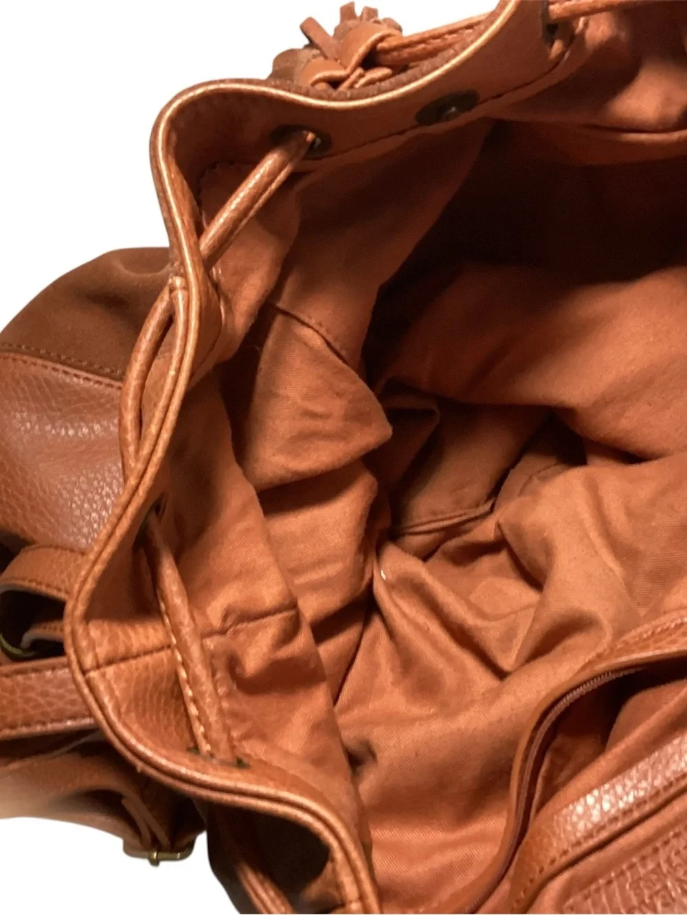 American Eagle Outfitters Suede Drawstring Bucket Bag - Rust Brown